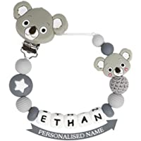 Cadena Para Chupetes Personalizado Para Bebe con Nombre Silicona Clips de Chupete Soothie Clip Corona Mordedor Sin BPA…